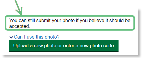 nidirect Automated checks - You can still submit your photo if you believe it should be accepted